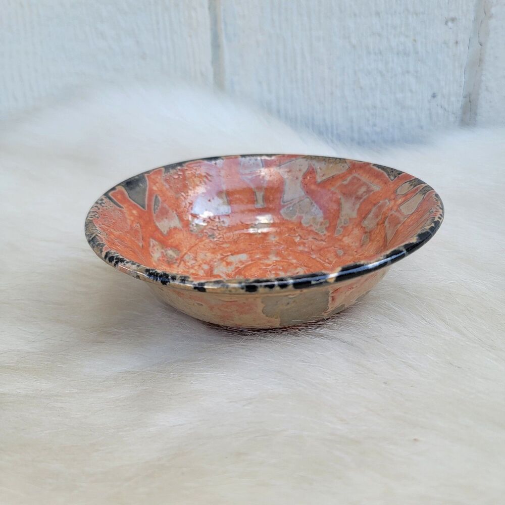 Hand thrown ceramic 6 inch bowl artist signed Parker